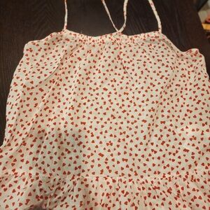 Zara White Top with Red Heart Pattern